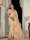 Monjolika Fashion Light Peach Color Tissue Linen Khatli Hand Work Designer Saree | Grocsy