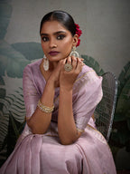Monjolika Fashion Beautiful Lilac Color Tissue Linen Khatli Hand Work Classic Saree | Grocsy