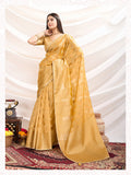 Monjolika Fashion Ethnic Light Yellow Crush Tissue Designer Saree | Grocsy