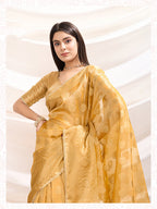 Monjolika Fashion Ethnic Light Yellow Crush Tissue Designer Saree | Grocsy