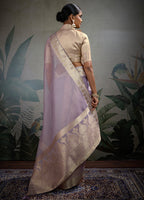 Monjolika Fashion Moiety Light Purple Soft Tissue Silk Saree With Tissue Brocade Blouse Piece | Grocsy