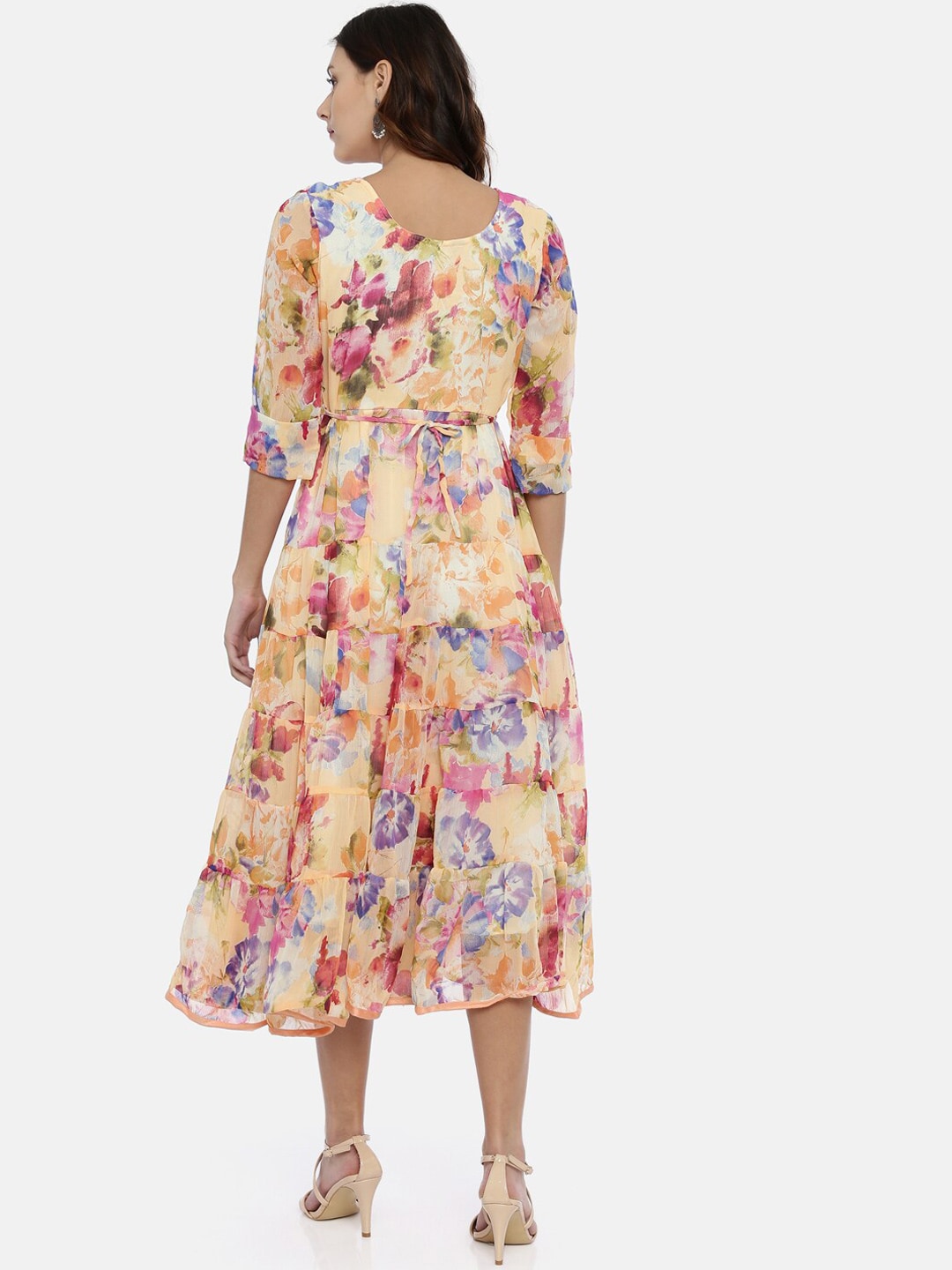 Souchii Multicoloured Floral Print Fit and Flare Dress | Grocsy