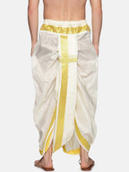 Sethukrishna Men Cream-Coloured Solid Readymade Dhoti Pants | Grocsy