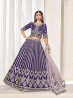 Monjolika Fashion Embroidered Purple Art Silk Designer Long Lehenga Choli | Grocsy