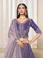 Monjolika Fashion Embroidered Purple Art Silk Designer Long Lehenga Choli | Grocsy