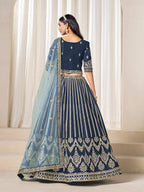 Monjolika Fashion Embroidered Navy Blue Art Silk Designer Long Lehenga Choli | Grocsy