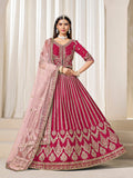 Monjolika Fashion Embroidered Rani Pink Art Silk Designer Long Lehenga Choli | Grocsy
