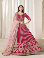 Monjolika Fashion Embroidered Rani Pink Art Silk Designer Long Lehenga Choli | Grocsy