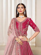 Monjolika Fashion Embroidered Rani Pink Art Silk Designer Long Lehenga Choli | Grocsy