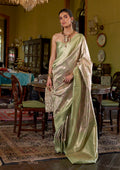 Monjolika Fashion Light Green Kanjivaram Silk Blend Woven Classic Saree | Grocsy