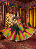 Monjolika Fashion Traditional Printed Black Gajji Silk Lehenga Choli For Navratri | Grocsy