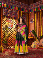 Monjolika Fashion Traditional Printed Black Gajji Silk Lehenga Choli For Navratri | Grocsy