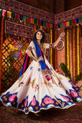Monjolika Fashion Gajji Silk White Navratri Chaniya Choli In Multi Thread And Mirror Hand Work | Grocsy