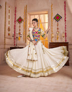 Monjolika Fashion Designer Viscose Cotton White Navratri Chaniya Choli | Grocsy
