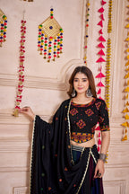 Monjolika Fashion Multi-Color Viscose Cotton Navratri Lehenga Choli With Hand Mirror Work | Grocsy