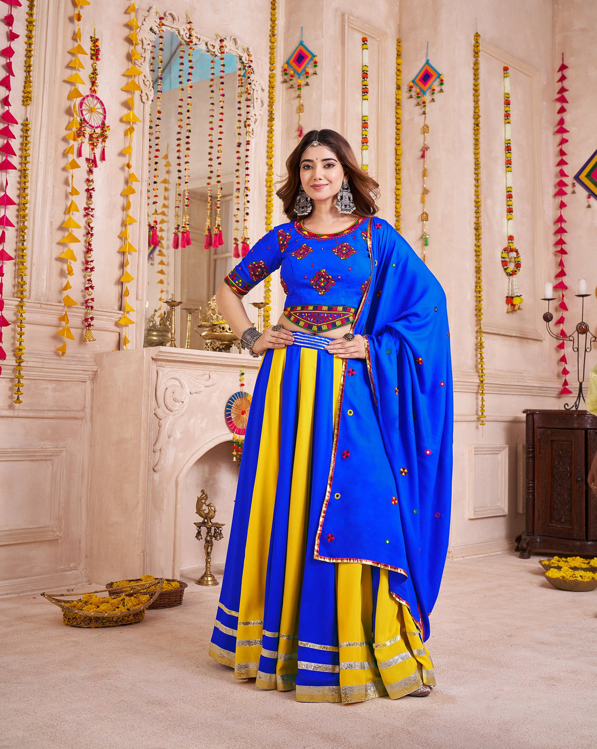 Monjolika Fashion Multicolor Viscose Cotton Navratri Chaniya Choli For Festival | Grocsy