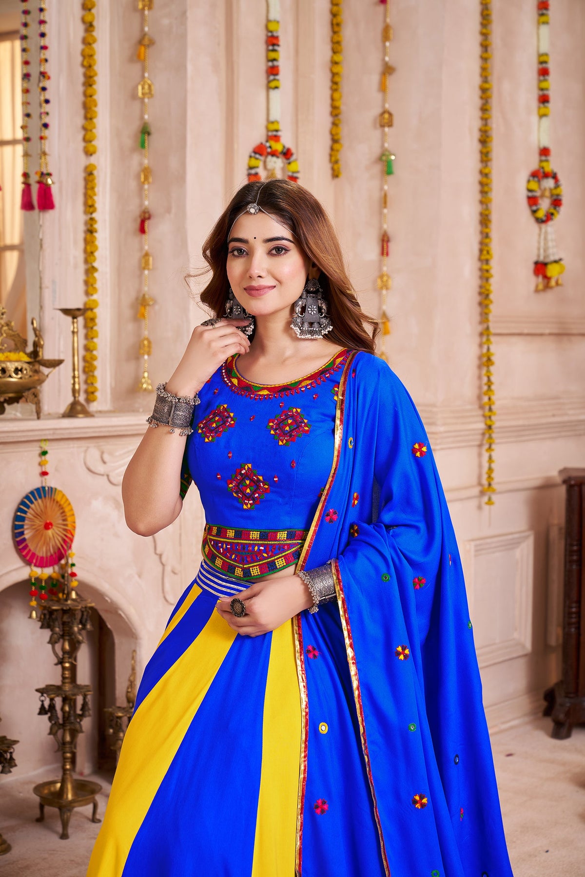 Monjolika Fashion Multicolor Viscose Cotton Navratri Chaniya Choli For Festival | Grocsy