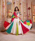 Monjolika Fashion Multi-Color Viscose Cotton Navratri Lehenga Choli Set With Mirror And Thread Work | Grocsy
