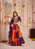 Monjolika Fashion Colorful Viscose Cotton Navratri Lehenga With Thread, Mirror & Kodi Work | Grocsy