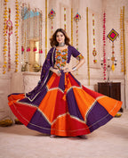 Monjolika Fashion Colorful Viscose Cotton Navratri Lehenga With Thread, Mirror & Kodi Work | Grocsy