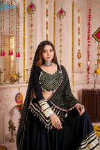 Monjolika Fashion Black Designer Viscose Cotton Navratri Chaniya Choli Set | Grocsy