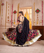 Monjolika Fashion Black Viscose Cotton Navratri Lehenga Choli With Kutchi Patch & Mirror Work | Grocsy