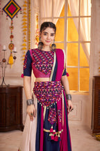 Monjolika Fashion Viscose Cotton Multi-Color Embroidery Navratri Lehenga Choli | Grocsy