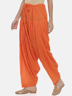 Souchii Orange Woven Design Loose-Fit Patiala | Grocsy