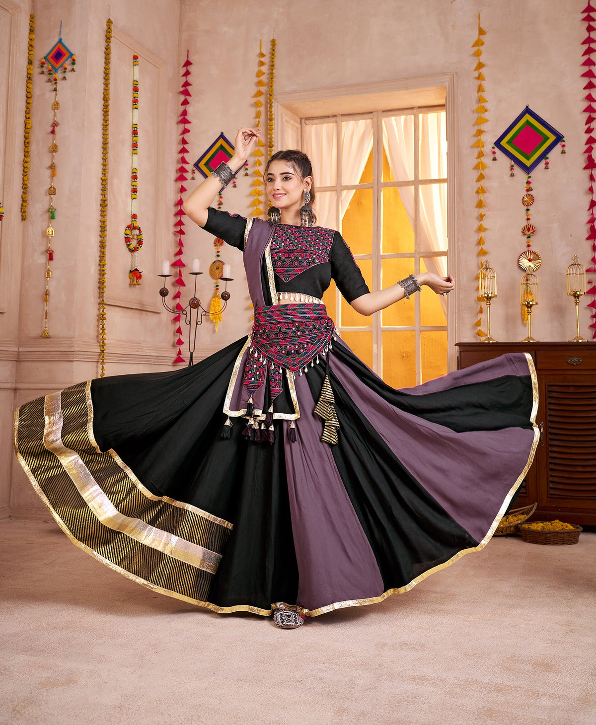 Monjolika Fashion Multicolor Viscose Cotton Navratri Chaniya Choli For Festival | Grocsy