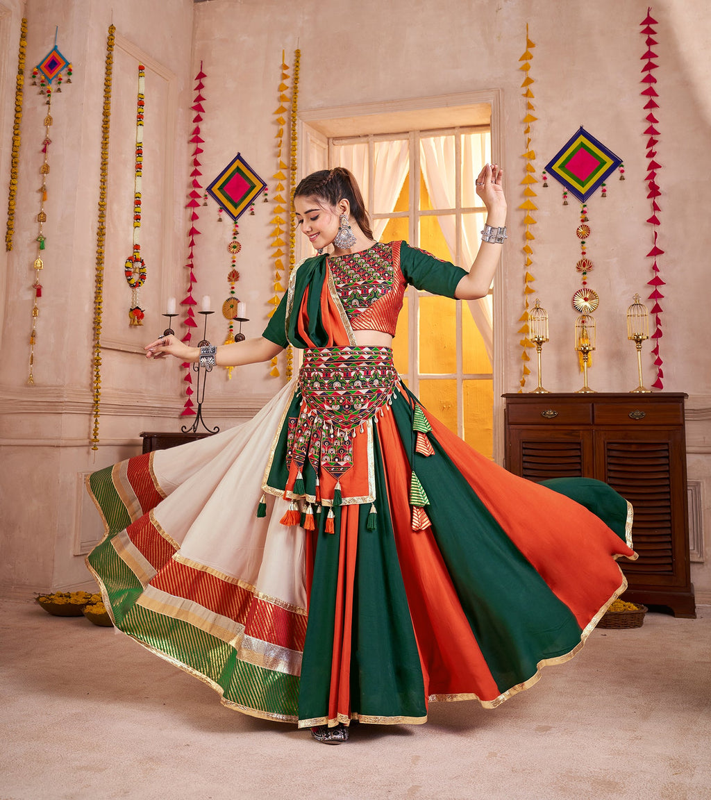 Monjolika Fashion Traditional Style Colorful Viscose Cotton Chaniya Choli Set For Navratri | Grocsy