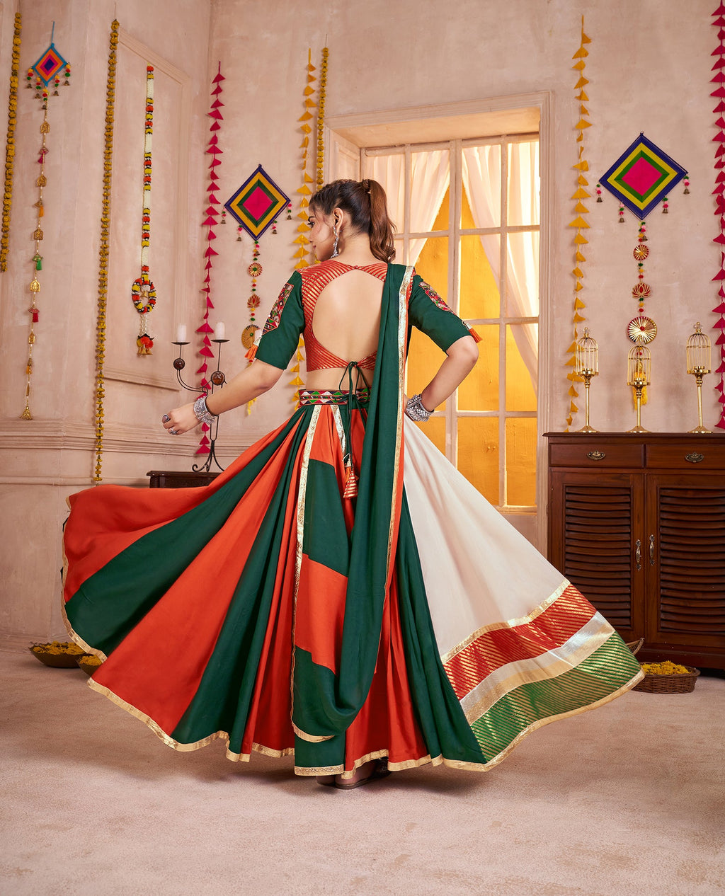 Monjolika Fashion Traditional Style Colorful Viscose Cotton Chaniya Choli Set For Navratri | Grocsy