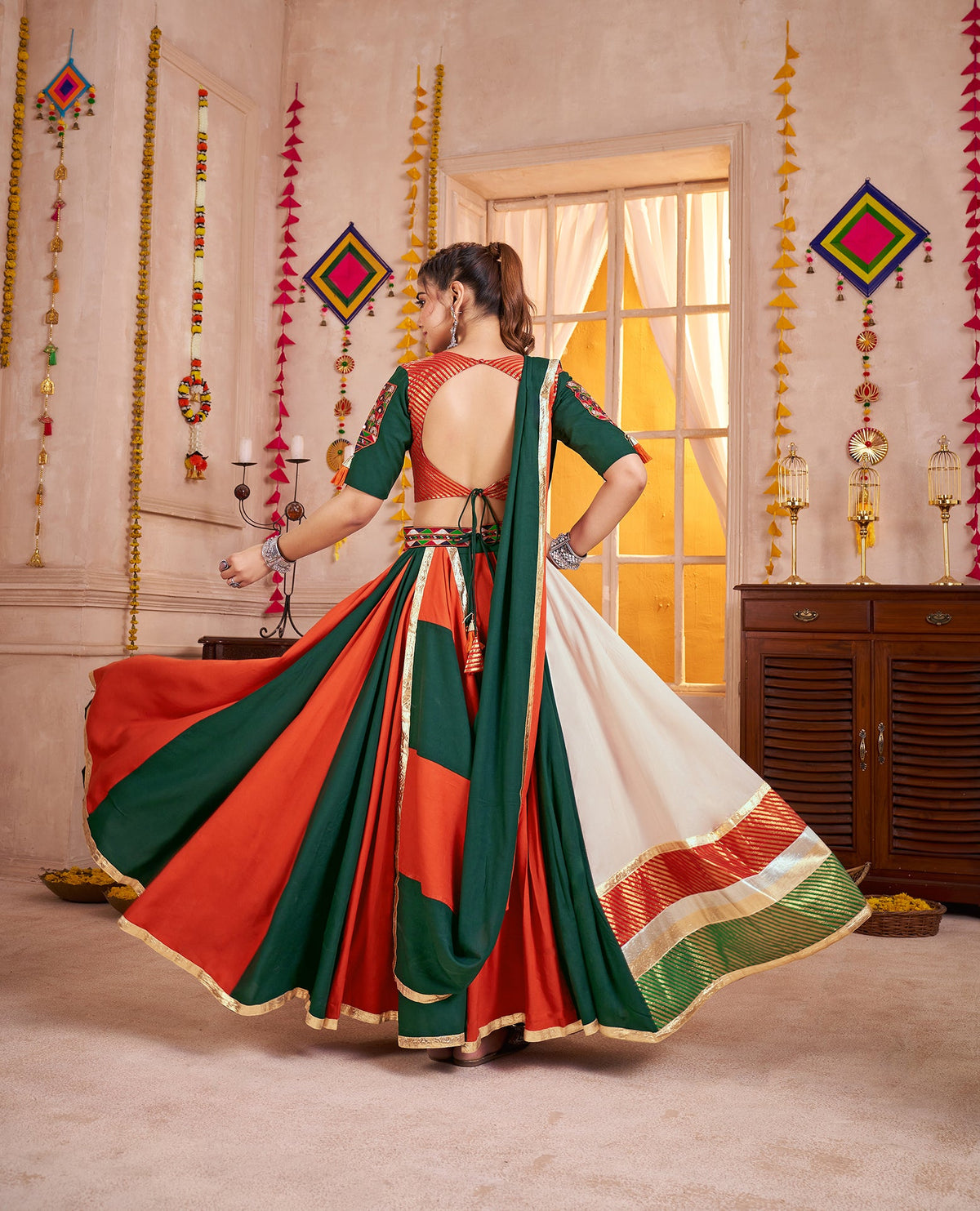 Monjolika Fashion Traditional Style Colorful Viscose Cotton Chaniya Choli Set For Navratri | Grocsy