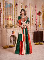 Monjolika Fashion Colorful Viscose Cotton Navratri Chaniya Choli With Kutchi Patch & Mirror Work | Grocsy