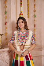 Monjolika Fashion Multicolor Viscose Cotton Navratri Chaniya Choli With Kutchi And Mirror Work Jacket | Grocsy
