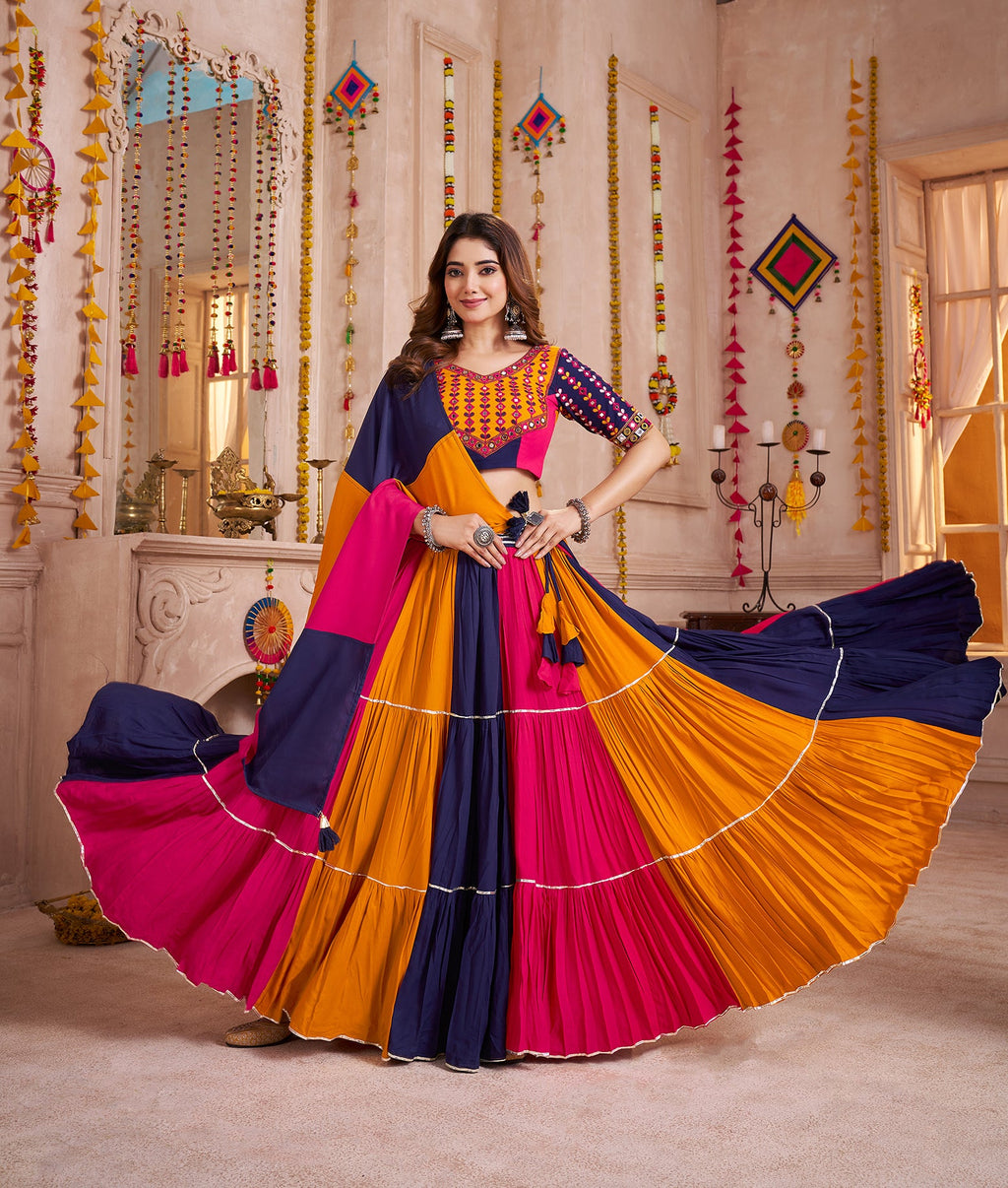 Monjolika Fashion Colorful Designer Viscose Cotton Navratri Chaniya Choli Set | Grocsy