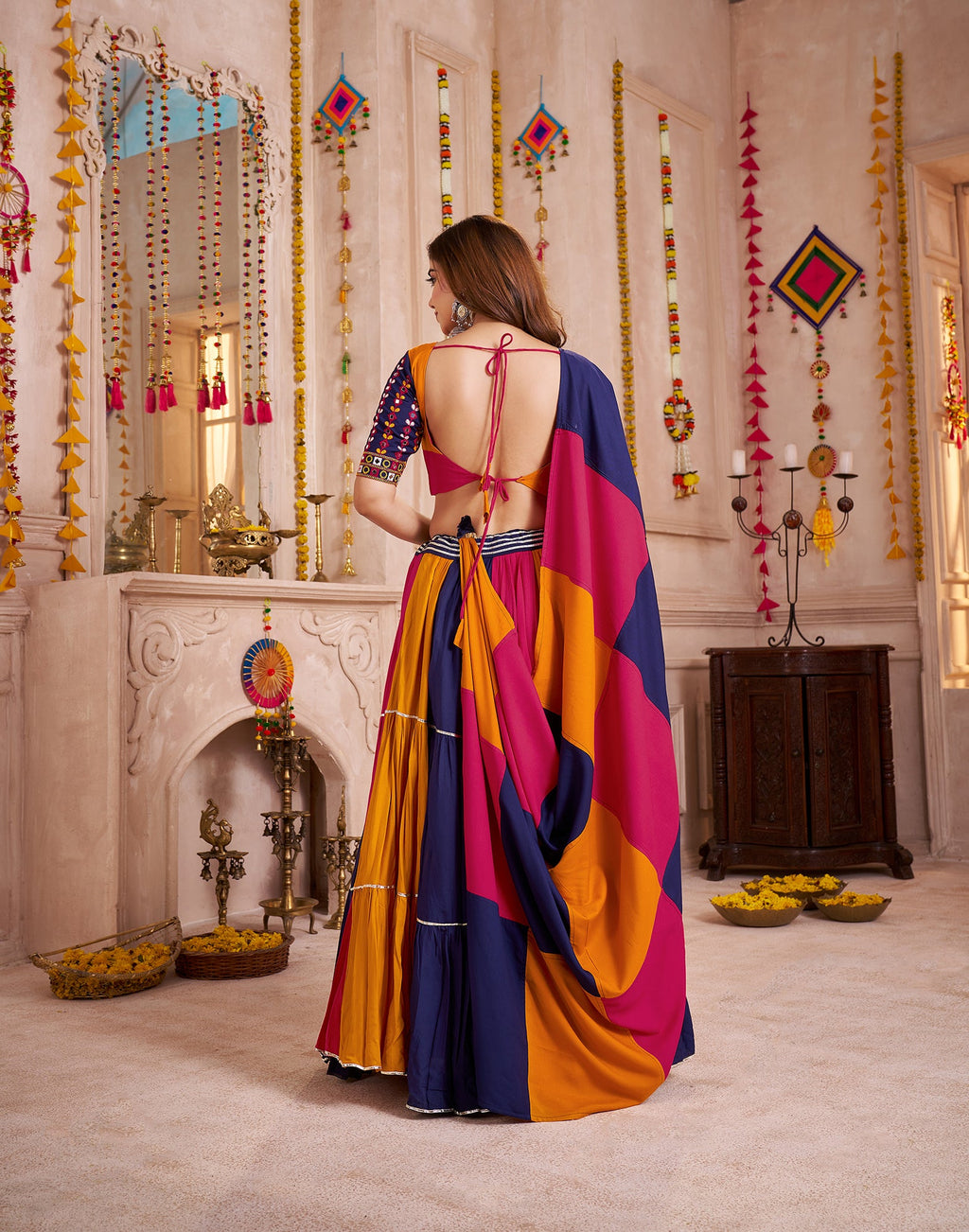 Monjolika Fashion Colorful Designer Viscose Cotton Navratri Chaniya Choli Set | Grocsy