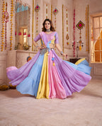 Monjolika Fashion Multicolor Viscose Cotton Navratri Chaniya Choli With Mirror Work | Grocsy