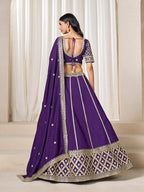 Monjolika Fashion Purple Art Silk Wedding Wear Lehenga Choli Set | Grocsy
