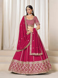 Monjolika Fashion Rani Pink Art Silk Wedding Wear Lehenga Choli Set | Grocsy