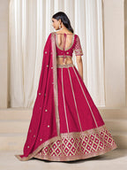 Monjolika Fashion Rani Pink Art Silk Wedding Wear Lehenga Choli Set | Grocsy