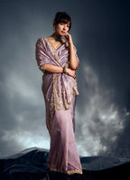 Monjolika Fashion Lilac Tissue Organza Saree With Moti, Cutdana & Sequin Work | Grocsy