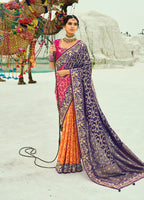 Monjolika Fashion Multicolor Embroidered Georgette Bandhej Designer Saree | Grocsy