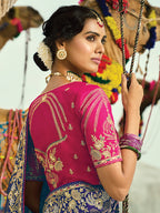 Monjolika Fashion Multicolor Embroidered Georgette Bandhej Designer Saree | Grocsy