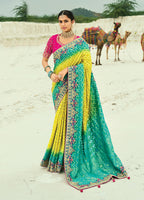 Monjolika Fashion Multicolor Embroidered Georgette Bandhej Designer Saree | Grocsy