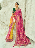 Monjolika Fashion Multicolor Embroidered Georgette Bandhej Designer Saree | Grocsy