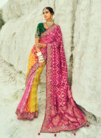 Monjolika Fashion Multicolor Embroidered Georgette Bandhej Designer Saree | Grocsy