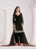 Monjolika Fashion Embroidered Chanderi Silk Black Mirror Work Salwar Kameez | Grocsy