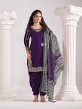 Monjolika Fashion Embroidered Chanderi Silk Purple Mirror Work Salwar Kameez | Grocsy