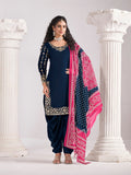 Monjolika Fashion Embroidered Chanderi Silk Navy Blue Mirror Work Salwar Kameez | Grocsy