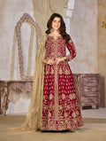 Monjolika Fashion Maroon Color Art Silk Embroidered Anarkali Salwar Kameez | Grocsy